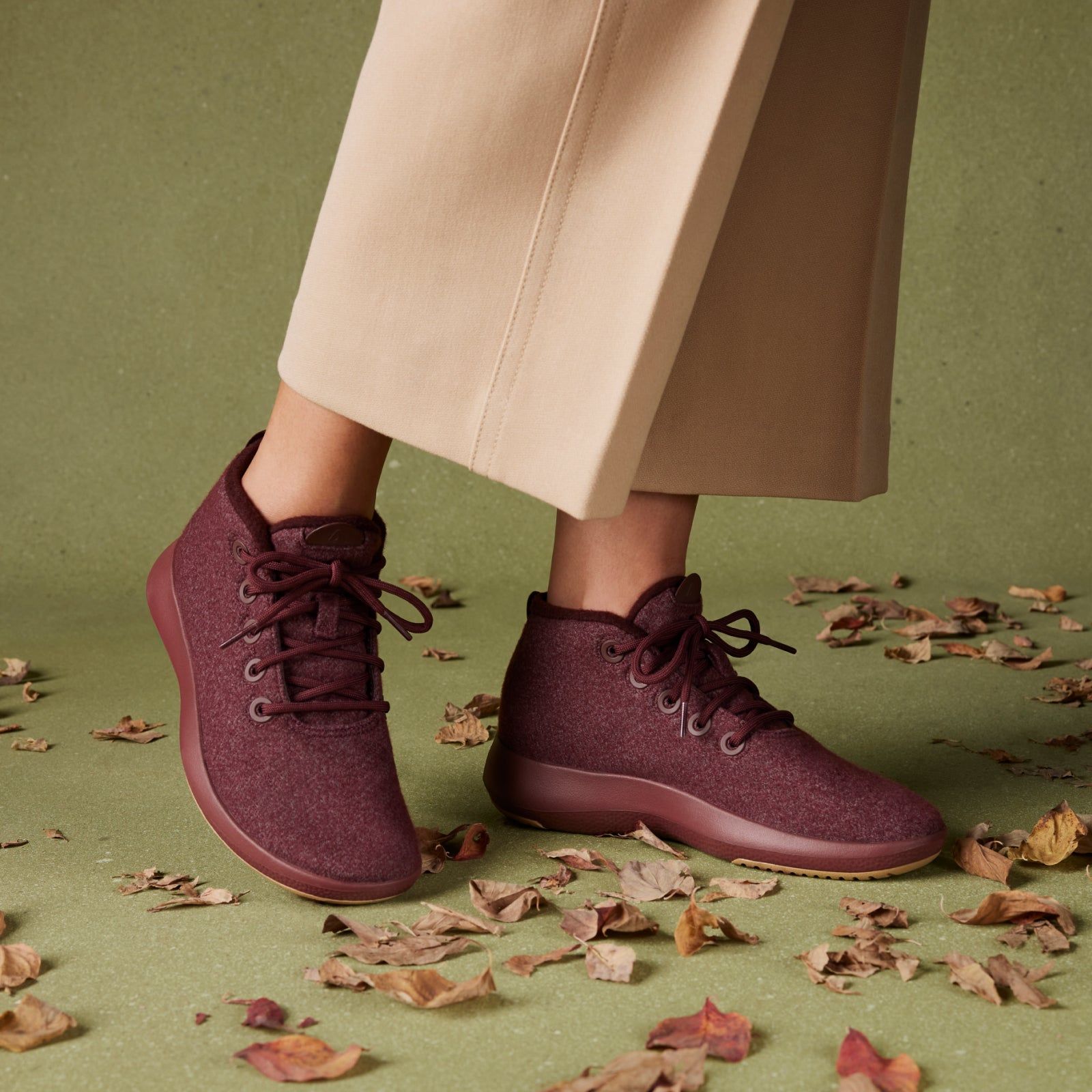 Women's Water-Repellent Wool High-Top Sneakers - Deep Emerald (Deep Emerald Sole)